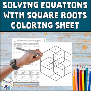 Preview of Solving Equations with Square Roots Coloring Sheet Activity