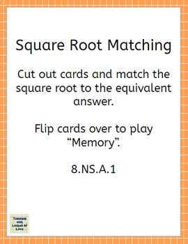 Preview of Square Root Matching Cards
