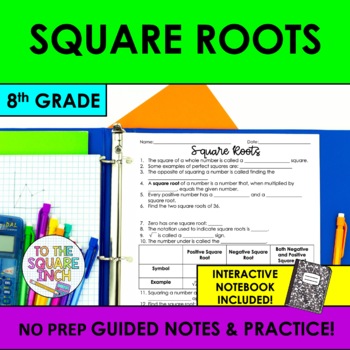 Preview of Square Root Notes & Practice | Guided Notes | + Interactive Notebook Pages
