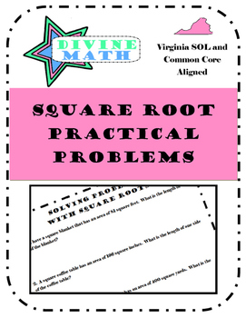 Preview of Square Root Word Problems- Virginia SOL
