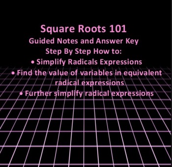 Preview of Square Roots 101 - Guided Notes and Answer Key
