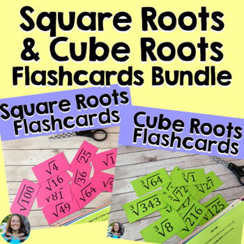Preview of Square Roots and Cube Roots Flashcards Bundle