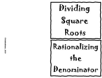 Preview of Square Roots: Division and Rationalizing the Denominator Foldable