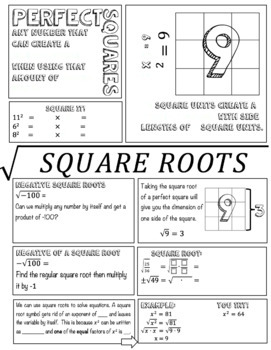 Preview of Square Roots Doodle Notes and Lesson Plan