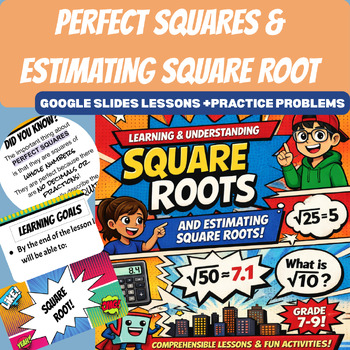 Square Roots & Estimating Square Roots Unit | Lessons, Slideshow ...