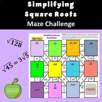 Preview of Square Roots Maze Challenge