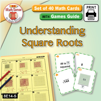 Preview of Square Roots & Perfect Square Numbers: Math Sense Card Games & Activities 8E14-S