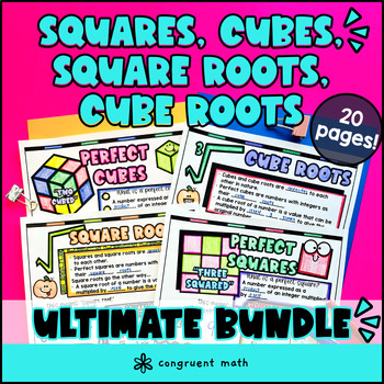 Preview of Square Roots and Cube Roots Guided Notes BUNDLE | Interactive Notebooks Lesson