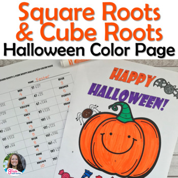 Preview of Square Roots and Cube Roots Halloween Color Page Activity