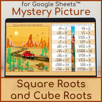 Preview of Square Roots and Cube Roots | Mystery Picture | Desert Pixel Art