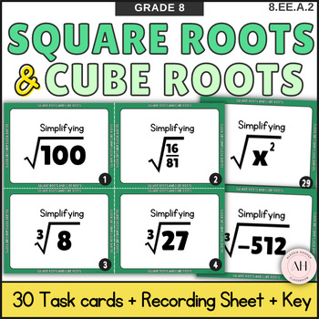 Preview of Square Roots and Cube Roots Radical Task Cards 8.EE.A.2