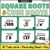 Square Roots and Cube Roots Radical Task Cards 8.EE.A.2