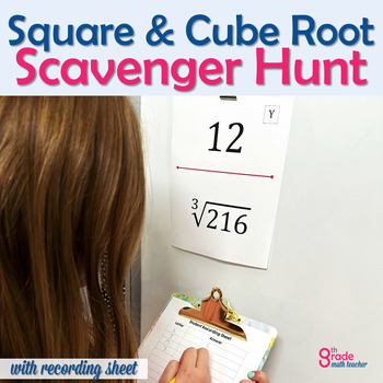 Preview of Square Roots and Cube Roots Scavenger Hunt Activity
