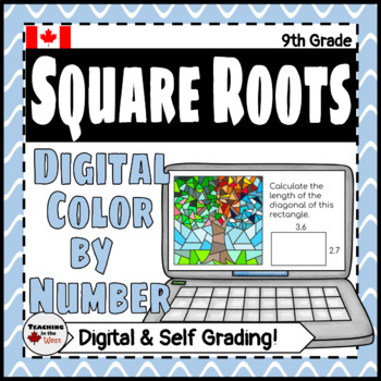 Preview of Square Roots of Fractions and Decimals Digital Color by Number for Google Forms