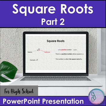 Preview of Square Roots part 2 | PowerPoint Presentation Math Lesson High School Radical