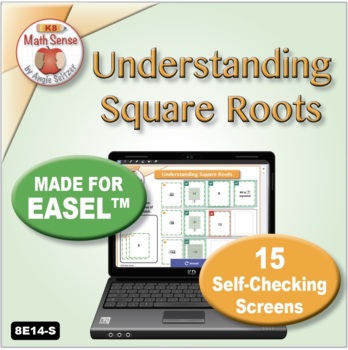 Preview of Square Roots with Models: 15 Self-Checking Math Screens MADE FOR EASEL 8E14-S