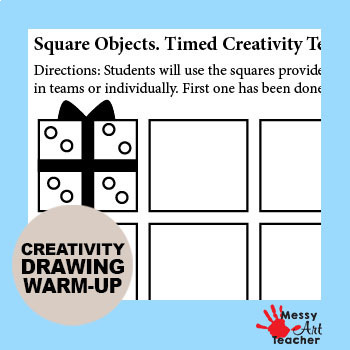 Square Shape Creativity Warm-up Drawing Worksheet by Messy Art Teacher