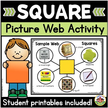 Preview of Square Shape Picture Web Activity and Worksheets for Preschool