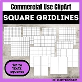 Square Size Grid / 8x8" Size Graph Paper Math Template Sim