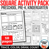 Square Worksheets Preschool, PreK, Kindergarten, Printable