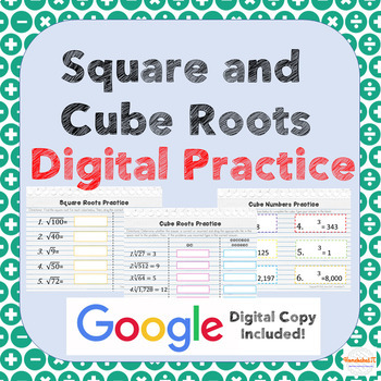 Preview of Square and Cube Roots DIGITAL Practice (Distance Learning)