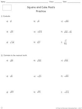 Square Roots and Cube Roots Notes and Practice (Differentiated) | TpT