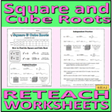 Square and Cube Roots - Reteach Worksheets