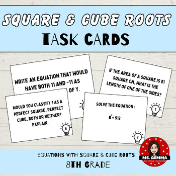 Preview of Square Roots and Cube Roots : Task Cards