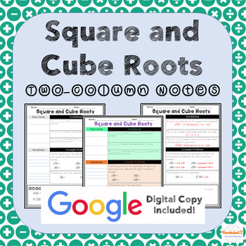 Preview of Square and Cube Roots Two-Column Notes DIGITAL (Distance Learning)
