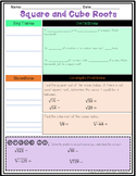 Square and Cube Roots Two-Column Notes (Distance Learning)