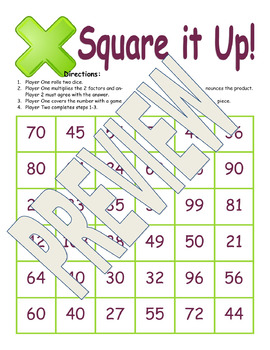 Preview of Square it Up Multiplication Practice