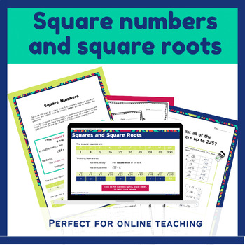 Preview of Square roots and square numbers for igcse and online teaching