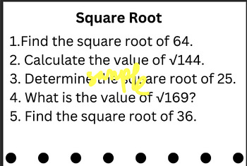 Preview of Square root problems