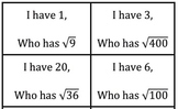 Square roots I have... Who has...  and Tic Tac Toe