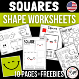 Kindergarten 2D Shapes Worksheet: SQUARE - Shape Sort, Sha