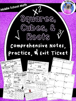 Preview of Squares, Cubes, & Roots - Comprehensive Notes & Practice