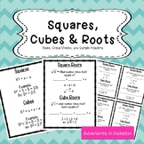 Squares, Cubes, and Roots Cheat Sheets/Reference Sheets
