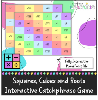 Preview of Squares, Cubes and Roots - Interactive Catchphrase Game