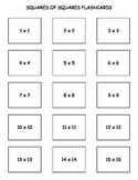 Squares Multiplication Flashcards Matching Game up to 15
