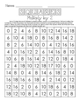 squares multiplication x2 x3 x4 x5 x6 x7 x8 x9 x10 by carne lee