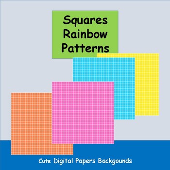 Preview of Squares Rainbow Digital Papers Backgounds Patterns