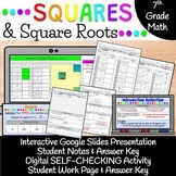 Squares & Square Roots: Presentation, Notes, Self-Checking