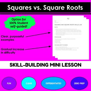 Preview of Squares vs. Square Roots Mini Lesson