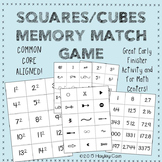 Squares/Cubes Memory Match Game Early Finisher Activity