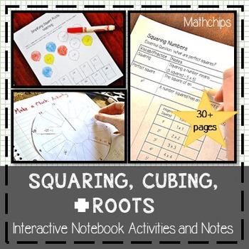 Preview of Squaring, Cubing, and Roots Interactive Notebook and Notes