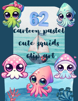 Preview of Squid Squad: Pastel Cartoon Clip Art Collection