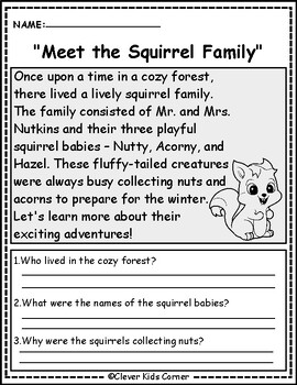 Squirrel Appreciation Social Studies Reading Comprehension Passages K-2 ...