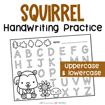 Preview of Squirrel Coloring + Alphabet Tracing Handwriting Practice, Squirrel Activity