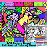 Squirrel Coloring Page Fun Fall Pop Art Coloring Activity Sheet