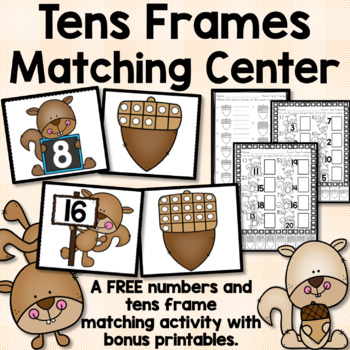Preview of Squirrel Fall Activities - Number Matching Game and Worksheets